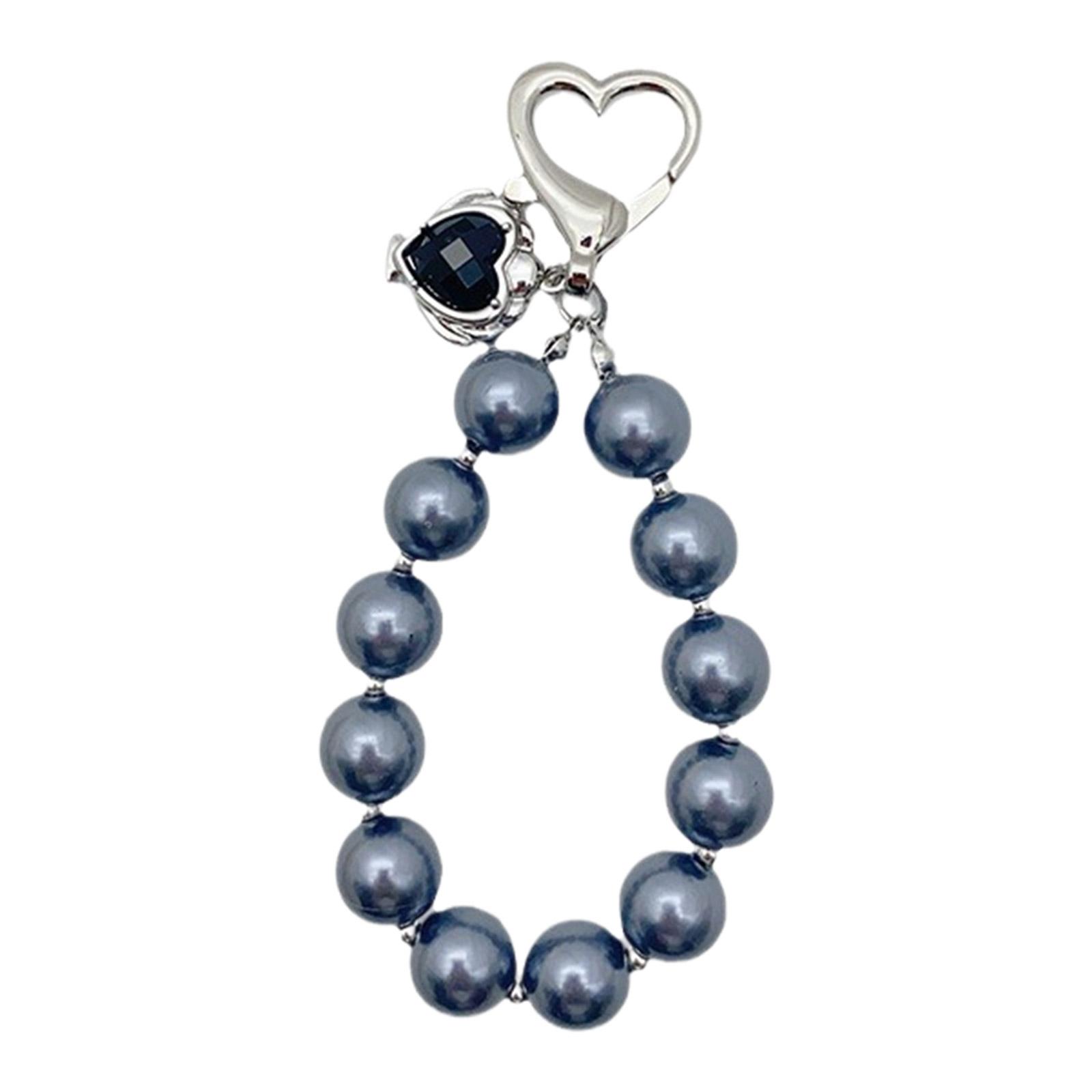 

Модный жемчуг, кольцо, кулон в форме сердца, чехол для телефона, ремешки, ремешок, брелок для ключей, подвеска для рюкзака, украшение на цепочку для ключей от машины серый