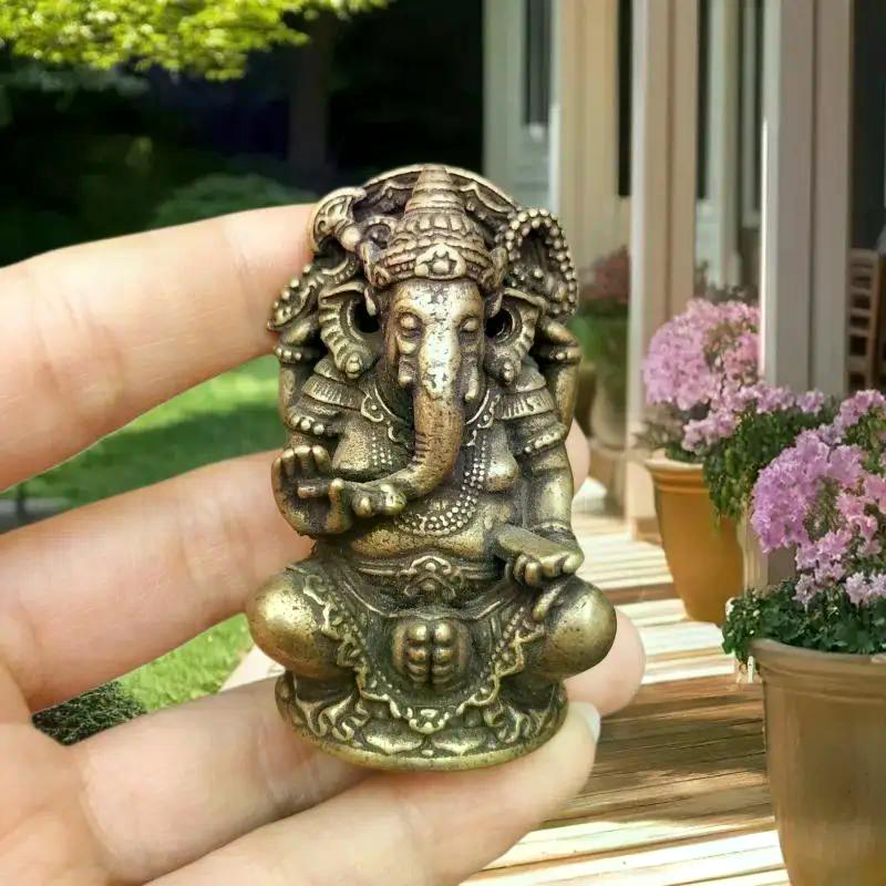 1/3PCS Asia India Thailand Elephant God Figure Sculpture Mini Vintage Brass Ganesha Statue Home Office Desk Decorative Ornament