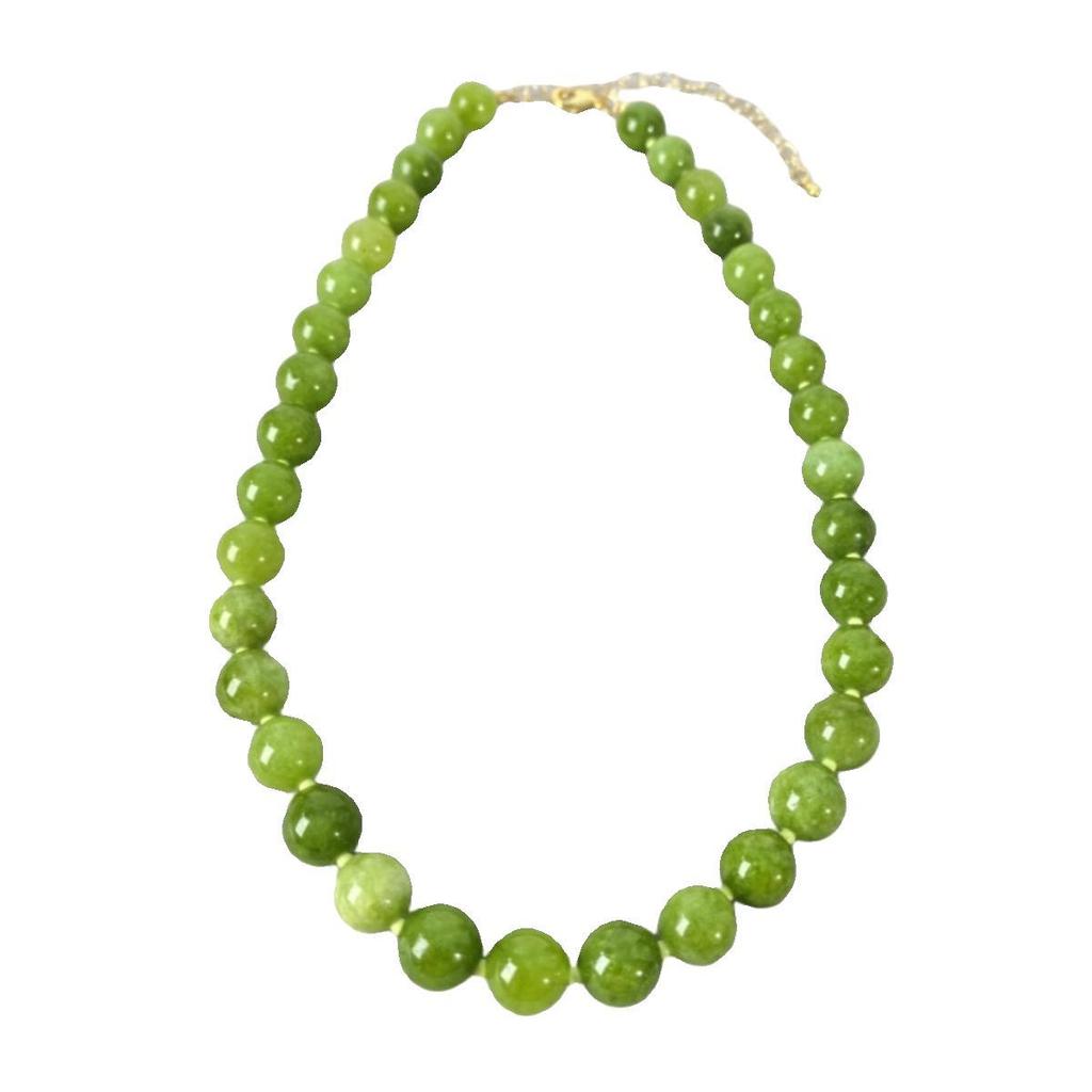 Olive Green Agate Beaded Necklace: Light Luxury, Niche Style Clavicle Chain
