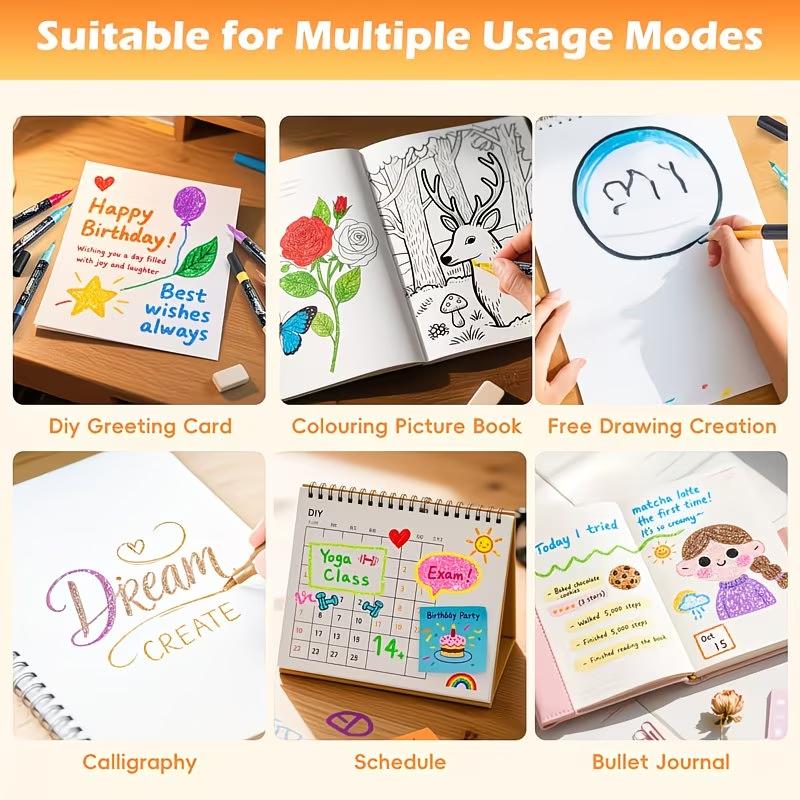 96/72/48/24 Colors Dual-Tip Glitter Marker Set -Fine-Point Watercolor Pens with Vibrant Colors, Greeting Cards, Mugs, Wooden DIY