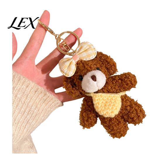 Party Favors for Kids Plush Bear Charm Keychain, Cute Puppy Bag with Durable Key Holder Girls Crocheted Accessories, Stuffed Animal Pendant