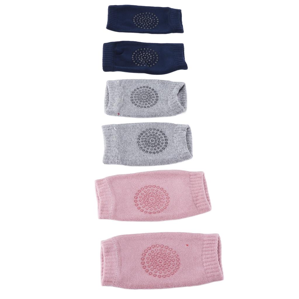 3 Perechi Genunchiere Bebe Bumbac Pieptănat Unisex Sugari Târâre Anti Alunecare Protecții GenunchiGenunchieră