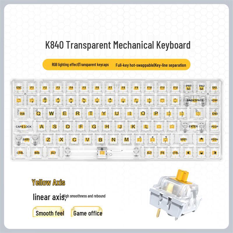 Shixi K804 84-Key Transparent RGB Hot-Swap Mechanical Keyboard Kit