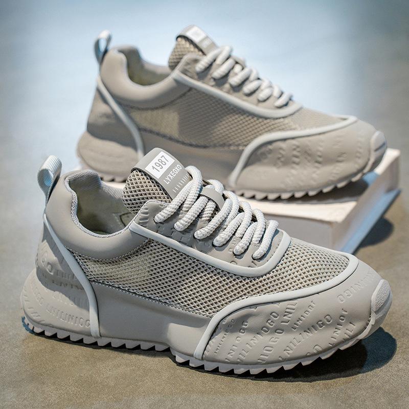 

Men s shoes 2025 summer new go out breathable mesh dad sports shoes fashionable men s versatile platform casual shoes 44 серый