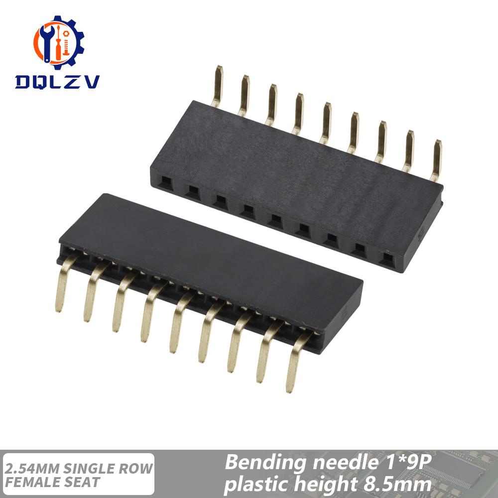 2.54mm Single Row Female Right Angle Pin Header Socket 1*2/3/4/5/6/7/8/9/10/20/40Pin Connector For Arduino