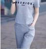 Youthful Summer 2025 Loose Round Neck Short Sleeve Top & Straight Leg Pants Set - Fashionable Sportswear for Versatile, Age-Reducing Style