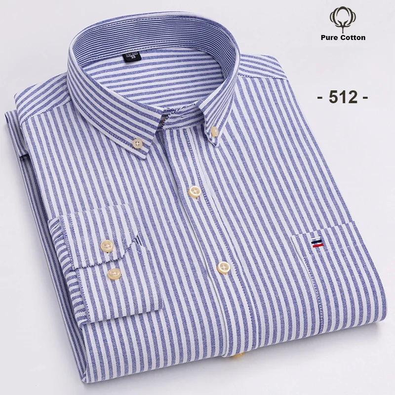 New In Shirt Plus Size 7XL Long-sleeve Shirts for Men 100%cotton Oxford Slim Fit Formal Plain Shirt Fashion Korean Plaid Clothes