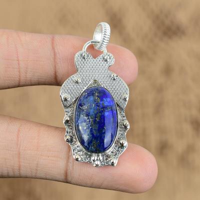 Wedding Gift For Her 925 Sterling Silver Natural Lapis Lazuli Gemstone Pendant