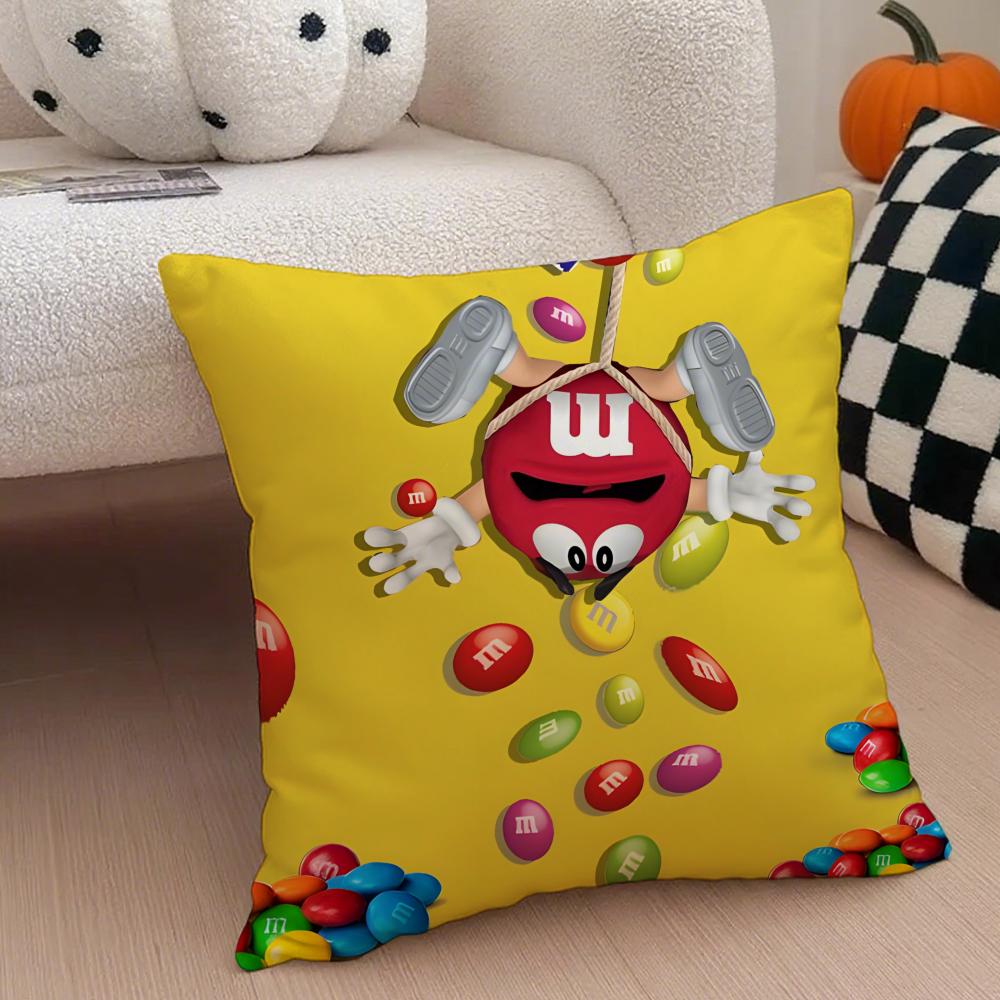 Cute Colorful American Brand MMMs Cushion Cover Throw Pillow Cover Hidden Button Durable Polyester Chair Cushion