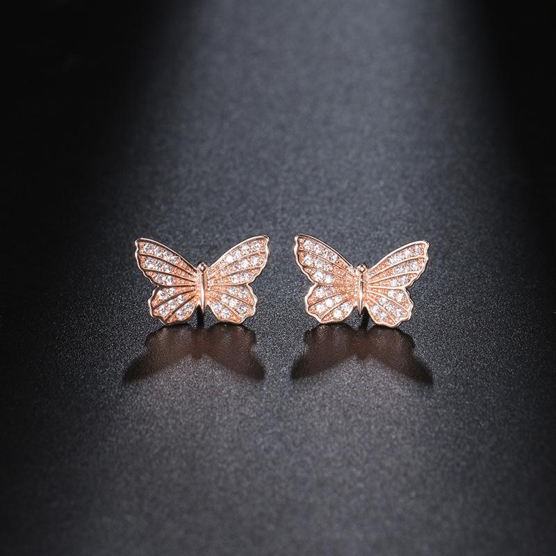 

Европейские и американские серьги-бабочки с цирконом - Женские корейские простые украшения