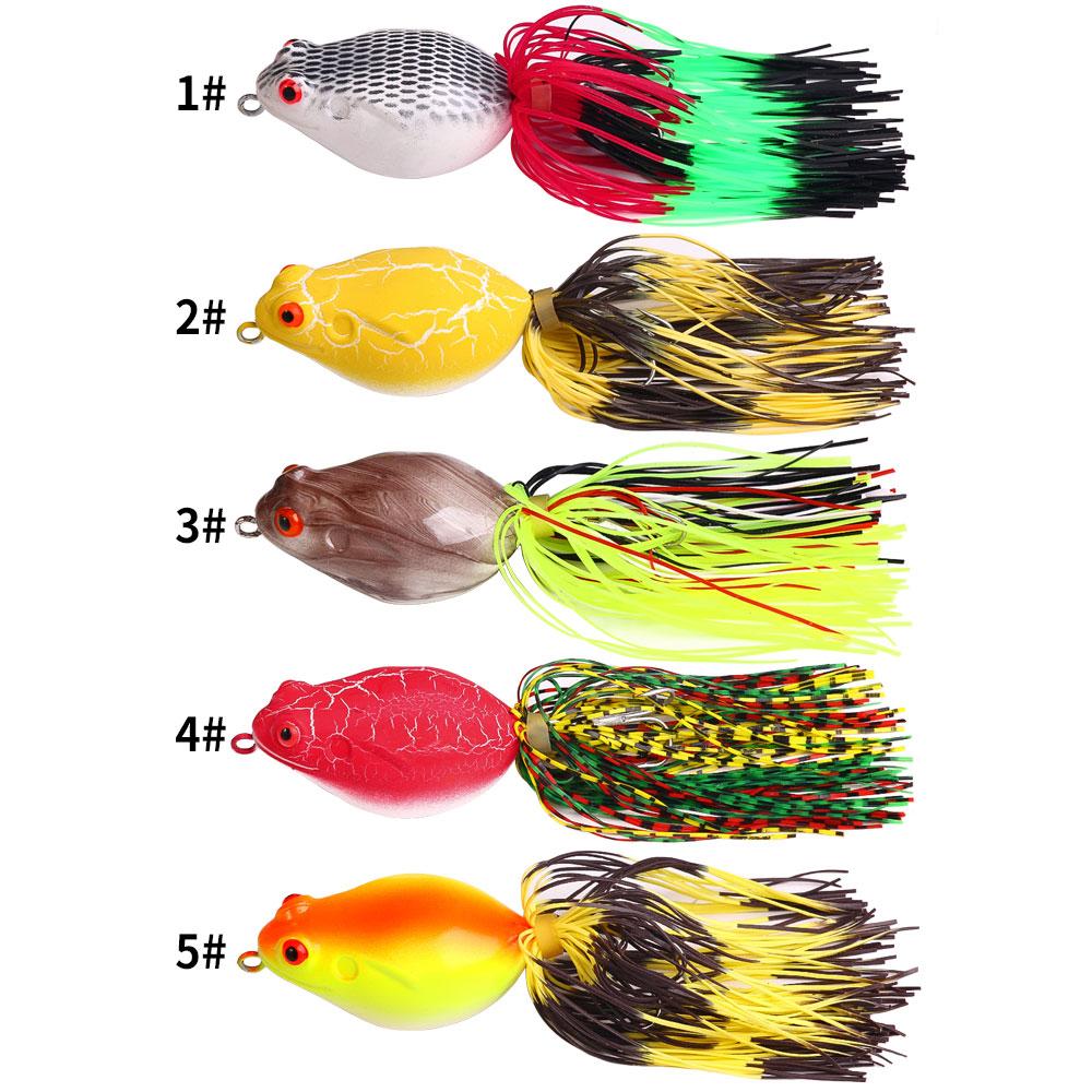 

5Pcs Topwater Frog Lure Kit Floating Artificial Frog Bait with Skirt Hook Saltwater Bass Snakehead Fishing Accessories