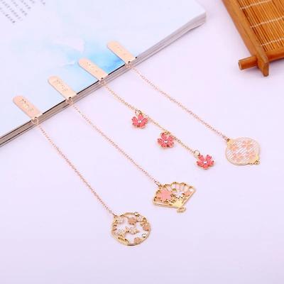 1 pieza de marcadores de metal creativos, lindos y románticos con diseño de Sakura para la escuela, material de oficina, papelería divertida Kawaii