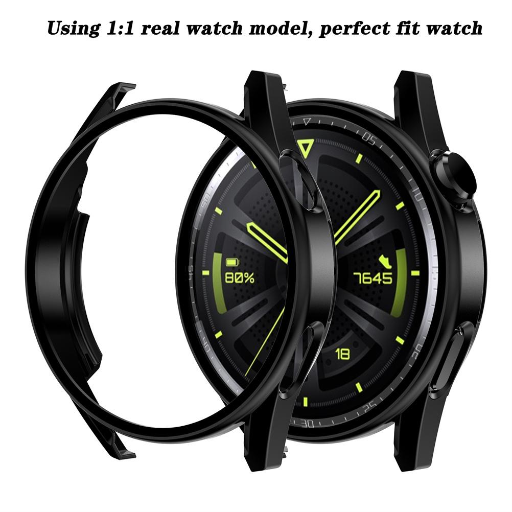Smartwatch Full Cover Case with Tempered Glass Film Smartwatch Screen Protector Case for GT3 46mm Black