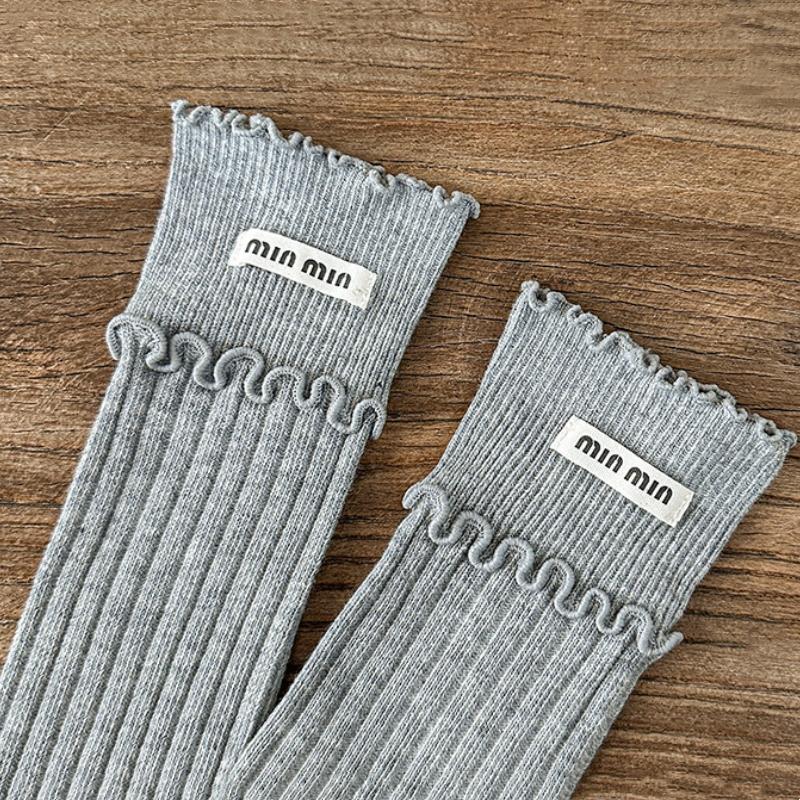 Children's Korean Retro Baby Girls Socks Set Cute Ruffle Solid Color Soft Cotton Princess Long Socks for Kids Autumn