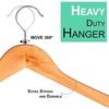 Wood Hangers 360° Swivel Hook and Notches Wood Clothes Hanger for Hanging Garments and Accessories with Non-Slip Bar Natural Pack of 12