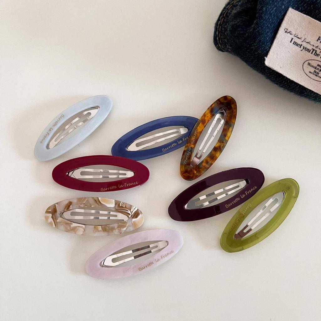 Korean Gold Oval Acetate Hair Clip - Retro Style for Bangs & Flyaways