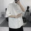 Solid Short Sleeve Turn-down Collar Capable Shirts Simplicity Handsome Loose Formal  Casual Summer Men's Clothing