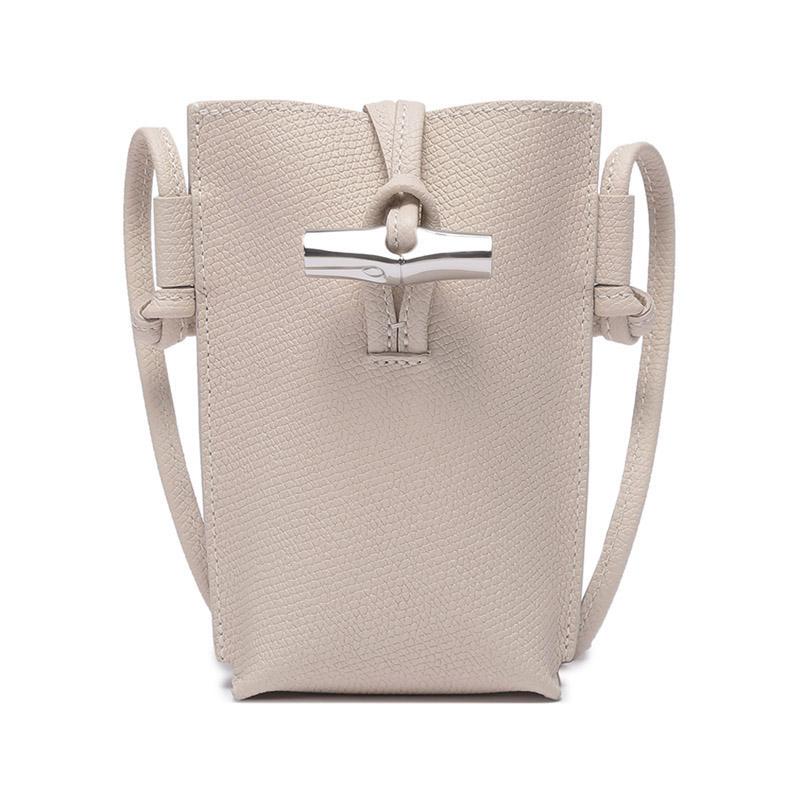 

Longchamp Le Roseau 2023 Solid Color Bamboo Buckle Closure Leather Shoulder Crossbody Phone Bag Women bags Beige 34180HPN555 Basic Set (Bag+Dust Bag)