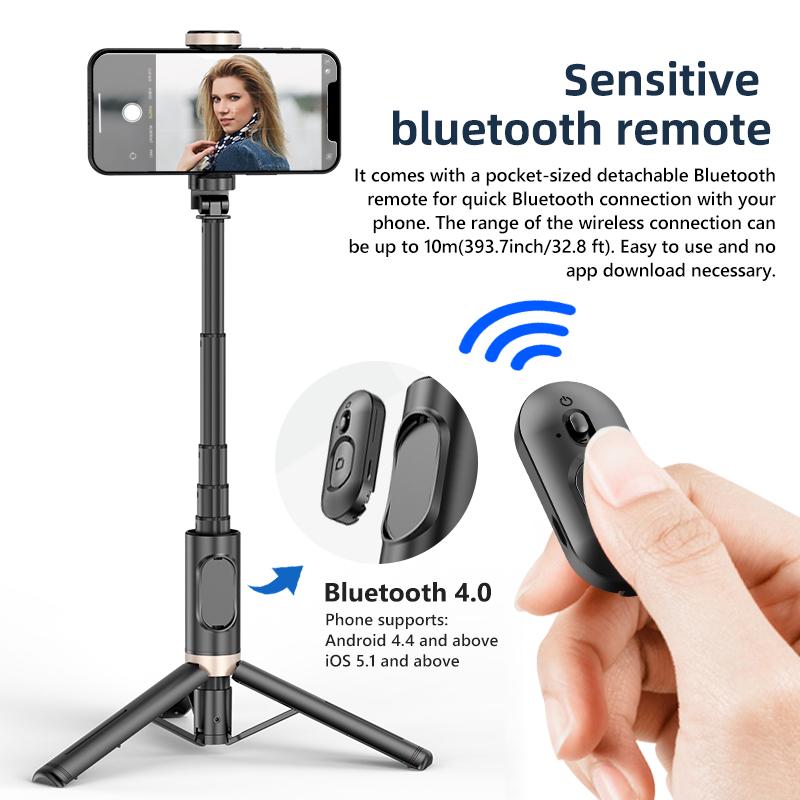 Bluetooth Wireless Handheld Selfie Stick Tripod Extendable Monopod with Remote for Huawei iPhone 13 Pro Max Xiaomi Phone Live 7