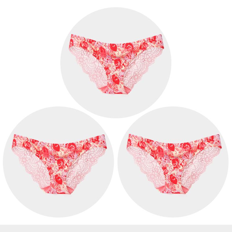 Women's Seamless Underwear Leopard Intimate Women Sexy Lace Black Floral Panties Seamless Panty 3 Pcs/set