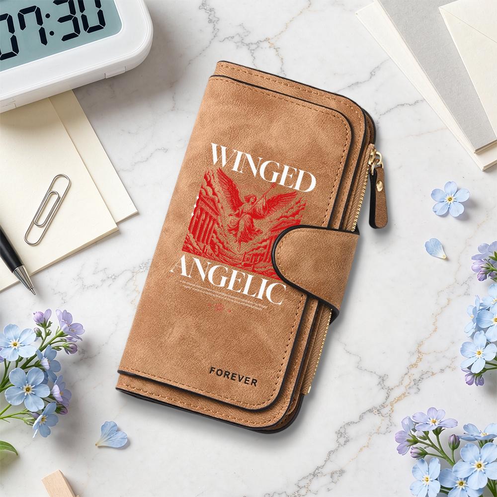 Winged Angelic Printed Long Wallet