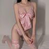 Women Sexy Bra Thong Leg Ring Set Porn Deep V Three-point Underwear Set Erotic Lingerie Sex Costumes (Excluding Stockings)