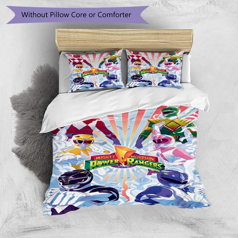 Set copripiumino 3 pezzi (1*Copripiumino + 2*Federe, Senza Nucleo),Set Biancheria da Letto con Stampa Mighty Morphin Power Rangers, Decorazione Camera da Letto, Stagione Unica, Compleanno