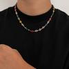 Salircon Elegent Colorful Imitation Crystal Necklace Bracelets Men Trendy Charm Oil Drop Hollow Star Clavicle Choker Y2K Jewelry