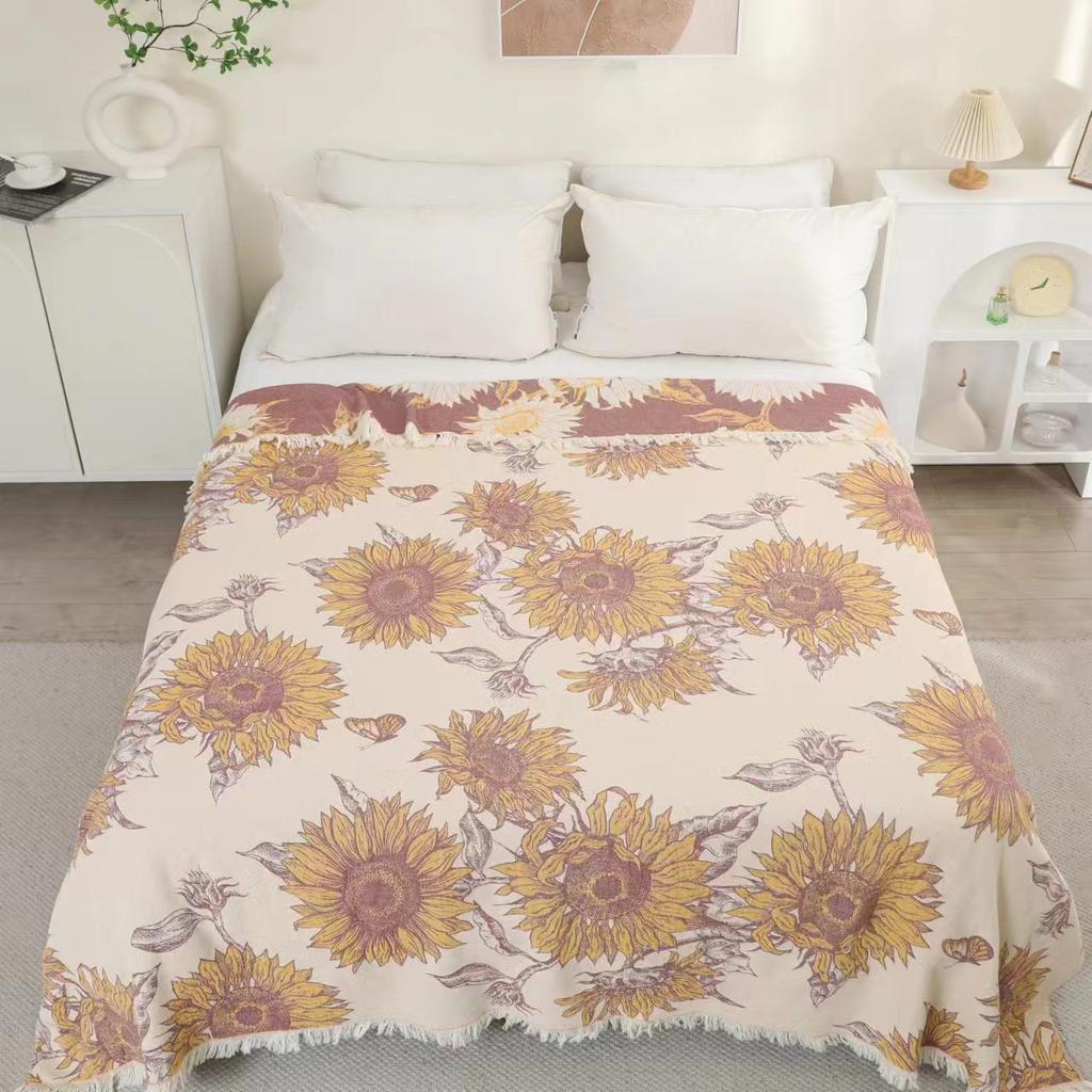 Pătură de prosop pentru adulți, de dimensiuni mari, din bumbac nisipos, cu patru straturi, din tifon, stil etnic, în stil european, pătură pentru canapea dublă, de dimensiuni mari, husă pentru pui de somn