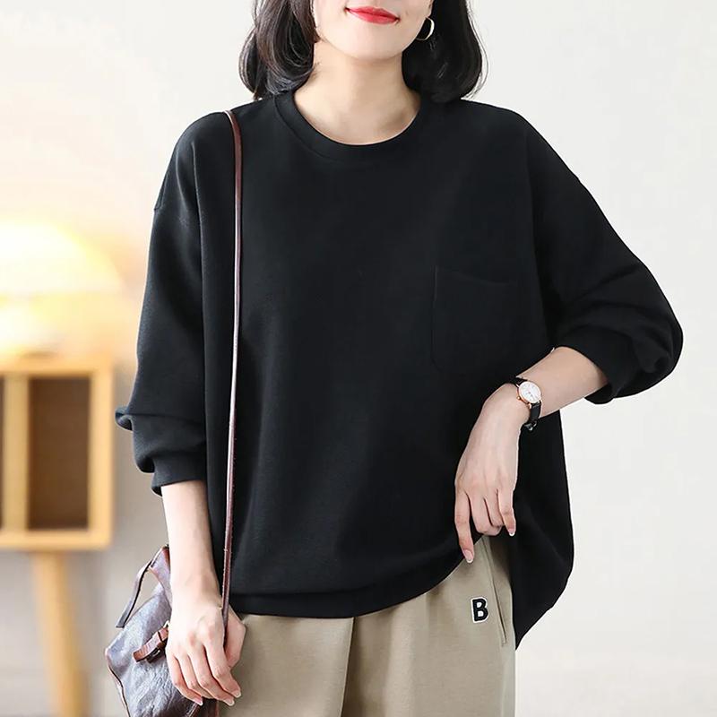 Sweatshirt for Women Cotton Loose Oversized Thickened Comfortable Round Neck Casual Pullover Top Sweatshirt