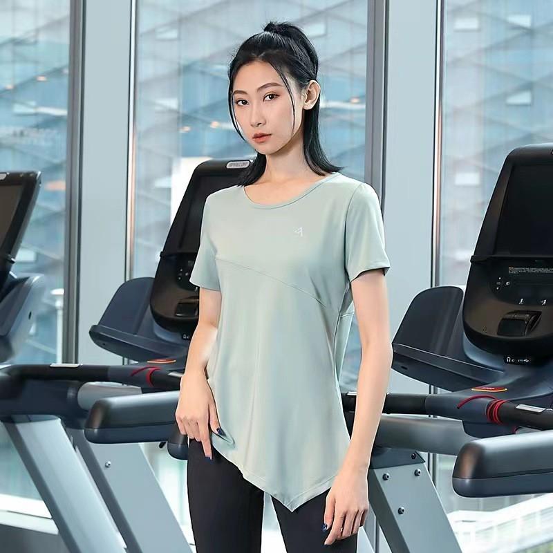 Camiseta de Yoga Suelta para Mujer Talla Grande Fitness Running Secado Rápido Top Con Cobertura de Cadera