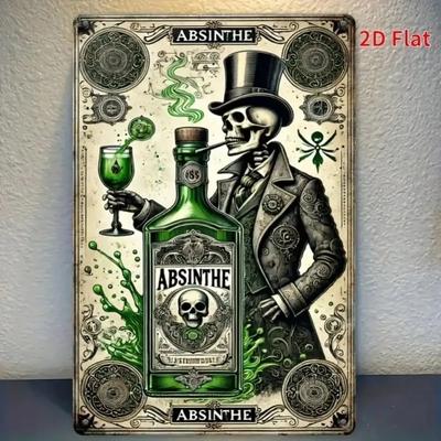 Absinthe Panneau Métallique Vintage Décor Mural Métallique Rétro 8x12 Pouces Résistant aux Intempéries Durable Bar Maison Café Art