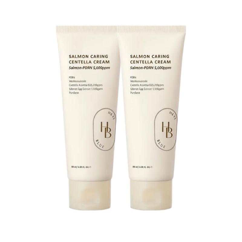 Heveblue Salmon PDRN Caring Centella Cream Skin Repair Soothing Moisturizer 100ml x2