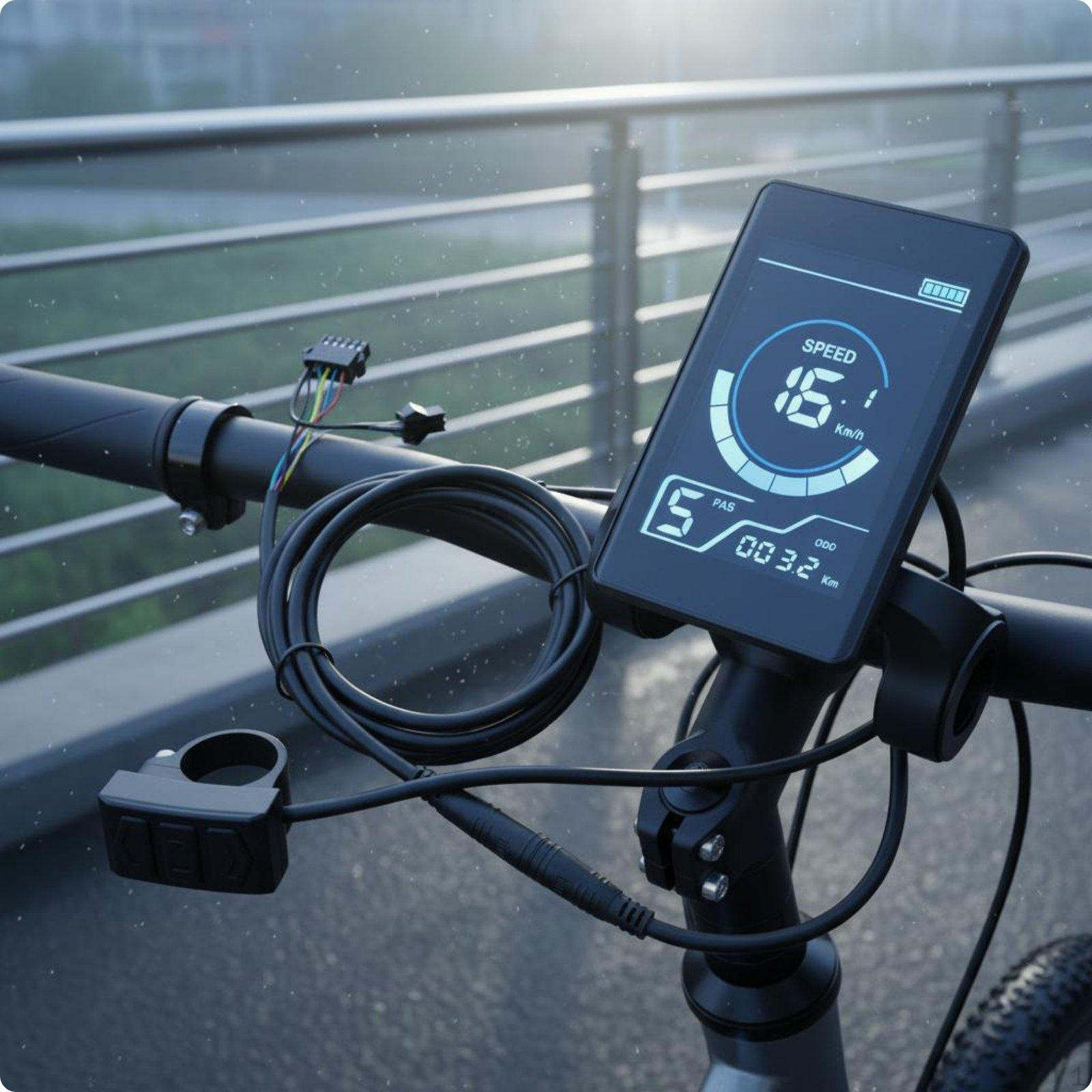 Pedal Assist Bike Digital Screen Meter Unobstructed Data Readout View Electric Panel
