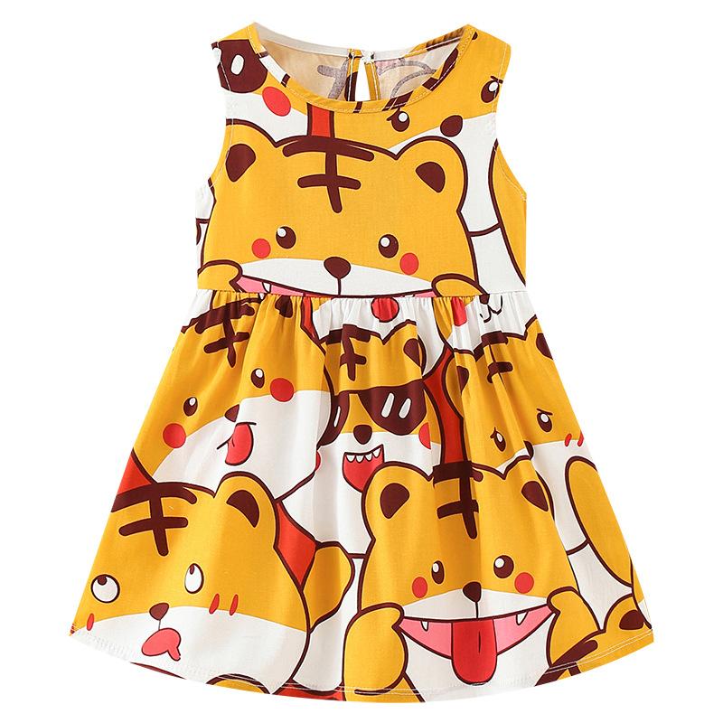 Baby Girl Summer Cotton Short Sleeve Dress Soft Breathable Thin Toddler Casual Sundress For Kids