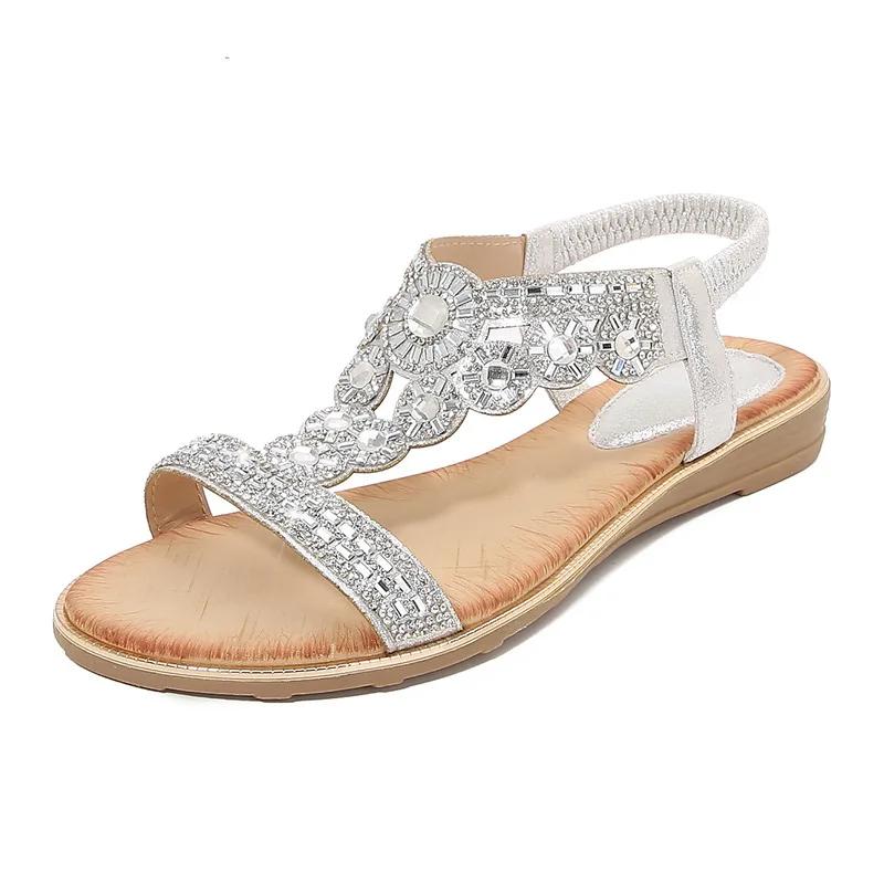 

Summer Women Shoes Fashion Sandals Bling Crystal Pumps Street Fashion Beach Shoes 42 срібний