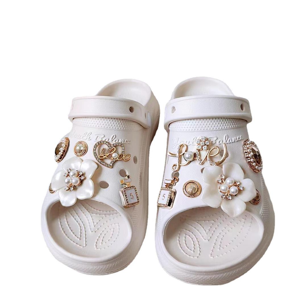 New DIY hole shoes shoe flower pearl floral bottle plum blossom pearl love LOVE decorative buckle accessories shoe buckle