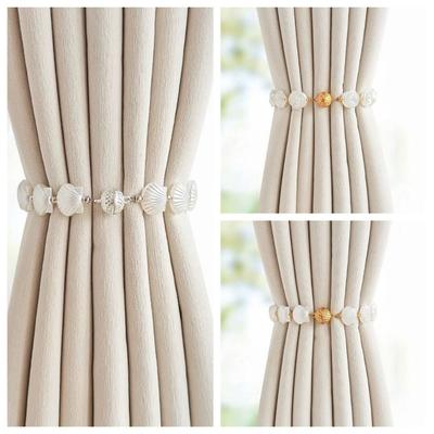 2Pcs Rose Flower Shape Curtain Tieback Shell Shape Magnetic Buckle Window Curtain Buckles Gold Silver Curtain Rope Holders