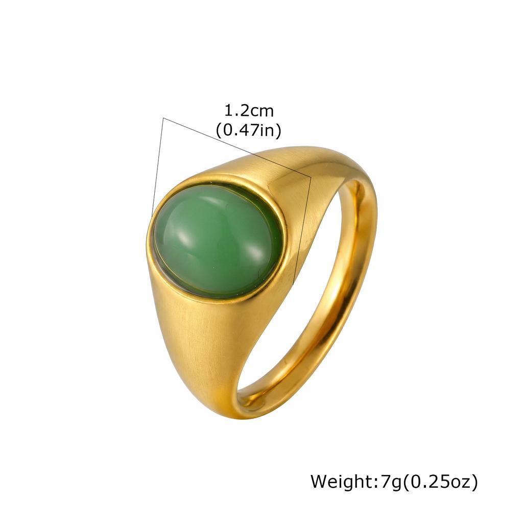 18K Gold Plated Stainless Steel Natural Stone Ring Tiger Eye Green Aventurine Band Waterproof Healing Crystal Energy Jewelry