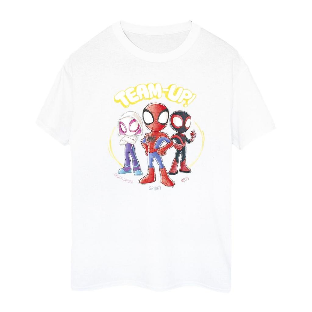 Marvel Womens/Ladies Spidey And His Amazing Friends Sketch Cotton Boyfriend T-Shirt