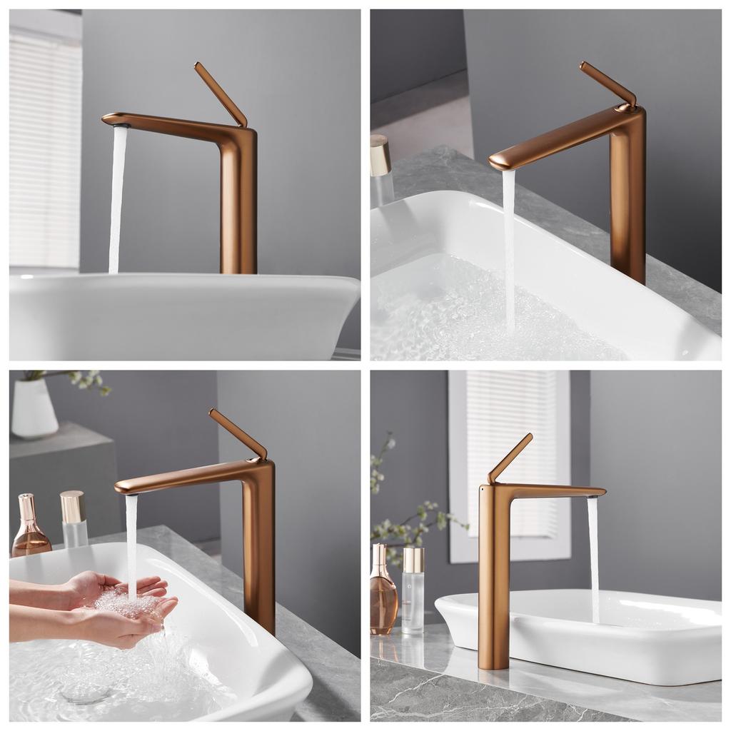 Brushed Rose Gold Bathroom Faucet Brushed Gold Basin Faucet Hot Cold Sink Faucet Brass Lavotory Faucet Swivel Sink Water Crane
