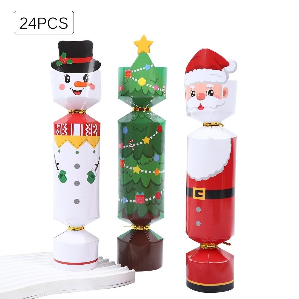 24PCS Cute Cartoon Christmas Cracker Soldier Xmas Decoration Christmas Candy Box Nutcracker Party Supplies Gift Packaging Boxes