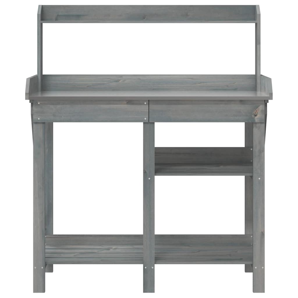 Plant Table with Shelves Grey Solid Pine Wood