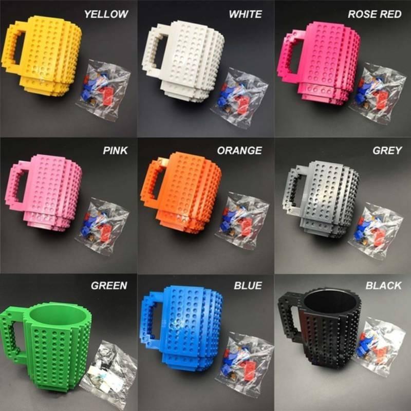 Bunter DIY Bausteinbecher mit 350 ml Fassungsvermögen Plastik-Kaffeetasse im europäischen Stil