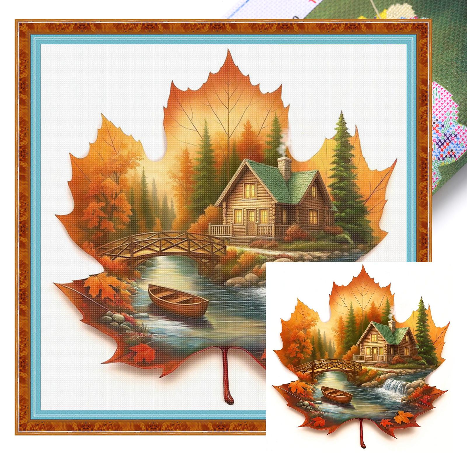 

Landscape Full 11CT DIY Stamped Cross Stitch Kits 17.72x17.72in Cross Stitch Art and Crafts Kits for Beginners Adults Home Decor