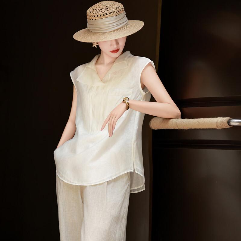 Lanser Women s Old Money Style Sleeveless Polo Blouse 2XL