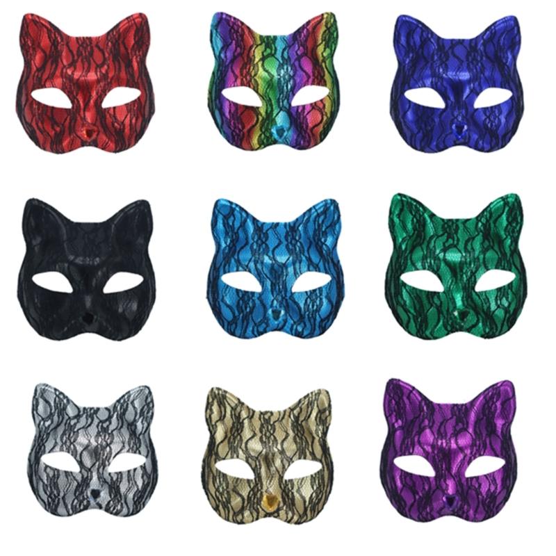 Elegant Cats Face Lace Snake Pattern Mask Costume Mask For Masquerades Ball Halloween Party And Cosplay