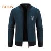 Fall Winter Sweater Coat with Side Pockets Round Neck Zip-up Slim Fit Thickened Long Sleeves Embroidery Daily Wear Work Dating Jacket