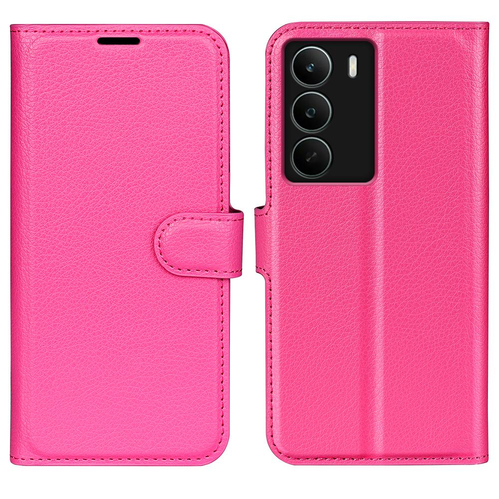 

For Realme C71 4G Case Litchi Texture Shockproof Leather Wallet Phone Cover Rose Red