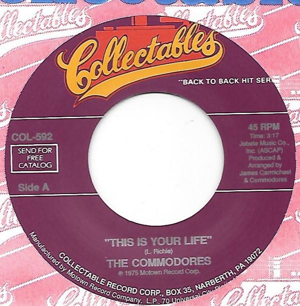 

7inch Record COMMODORES - This Is Your Life / Sweet Love COL592 COLLECTABLES US Pop Used